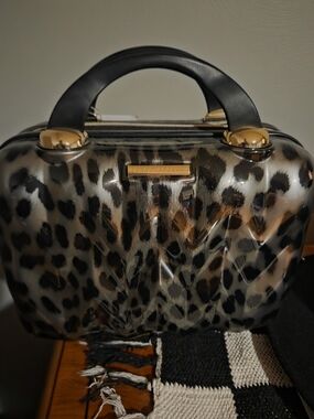 Leopard Print Mini Dome Bag with Gold Accents - Women Mini Bag